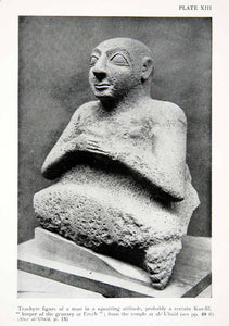 1929 Print Statue Trachyte Figure Man Kur-lil Temple Ancient Civilization XHB6