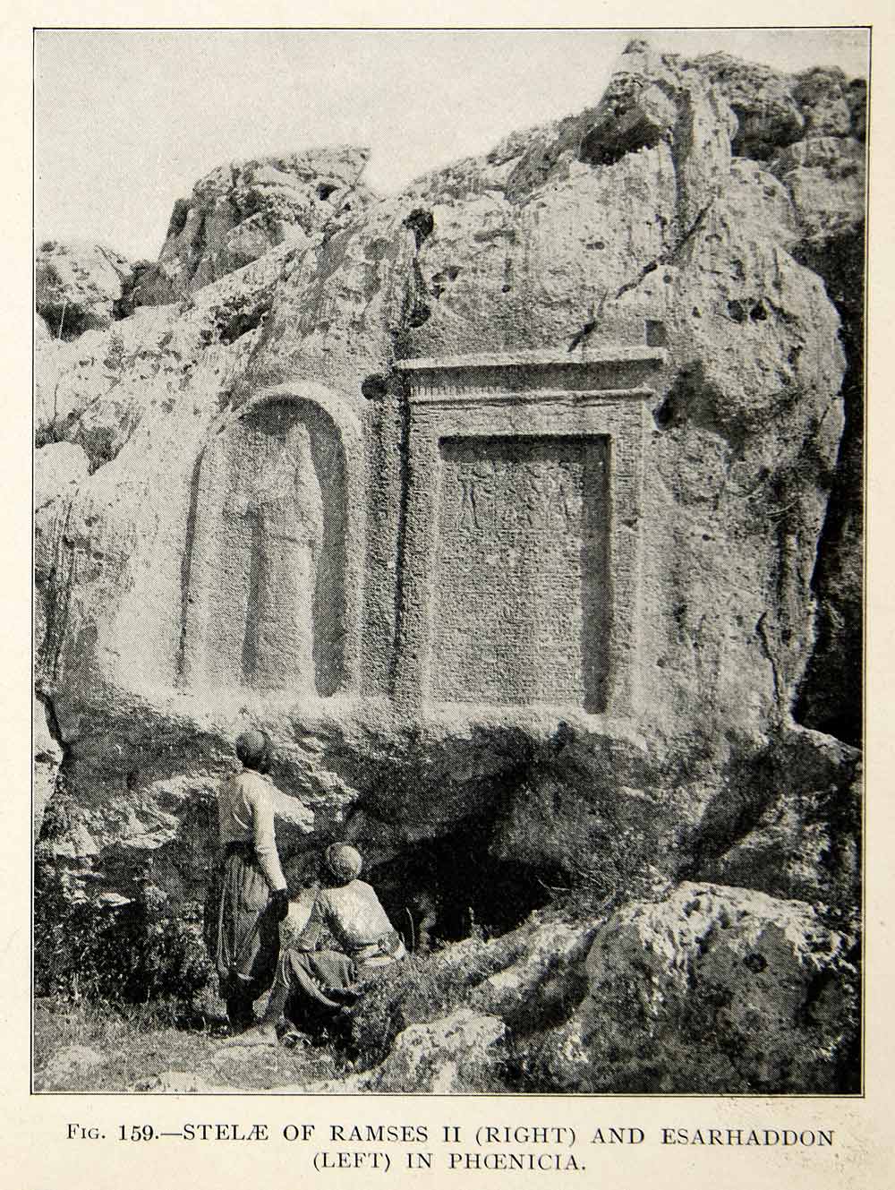 1909 Print Stele Ramses II Esarhaddon Phoenicia Archaeological Site Stone XHC8