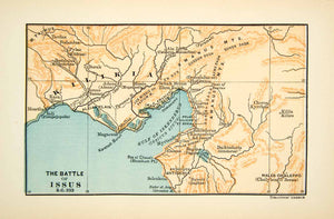 1883 Print Map Battle Issus Gulf Iskenderun Kilikia Amanus Taurus Tardas XHD6