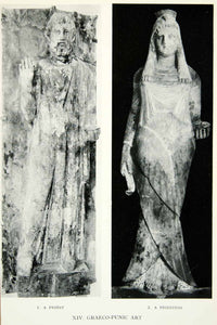 1927 Print Graeco-Punic Art Marble Sarcophagus Sculpture Priestess XHE5