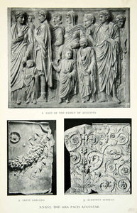 1927 Print Ara Pacis Augustae Bas Relief Altar Palazzo Fiano Roman XHE5