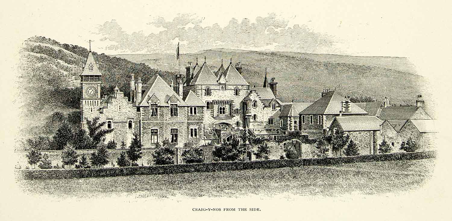 1895 Print Craig-y-Nos Castle River Tawe Swansea Adelina Patti Estate Wales UK