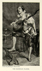 1895 Print Jean-Louis-Ernest Meissonier Art Mandolin Player Instrument Musician