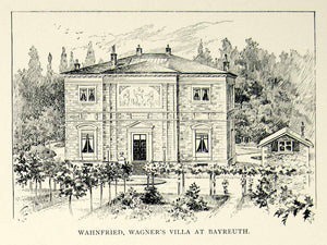 1895 Print Wahnfried Villa Richard Wagner Home House Bayreuth Germany Mansion