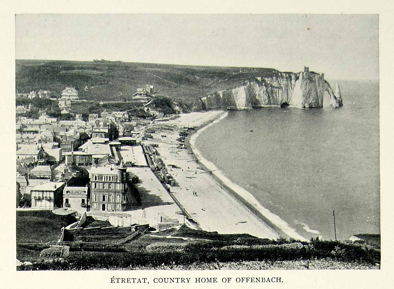 1895 Print Etretat Normandy Seine-Maritime Haute-Normandie Town France Beach