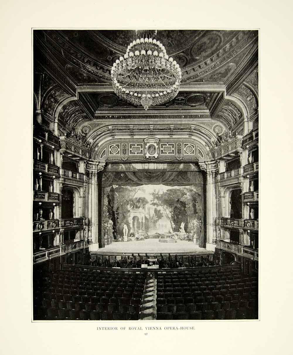 1895 Print Interior Royal Vienna Opera House Austria Architecture Orchestra Pit