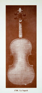 1961 Prints Antonio Stradivari La Superb Violin Music Instrument Golden XMA4