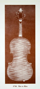 1961 Prints Antonio Stradivari Ex Ries Violin Musical Instrument Golden XMA4