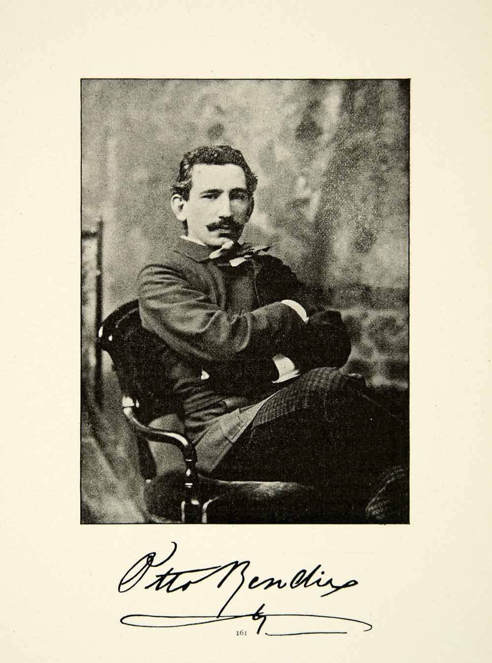 1900 Print Otto Bendix Portrait Danish Pianist Oboist Musician Victorian XMA5