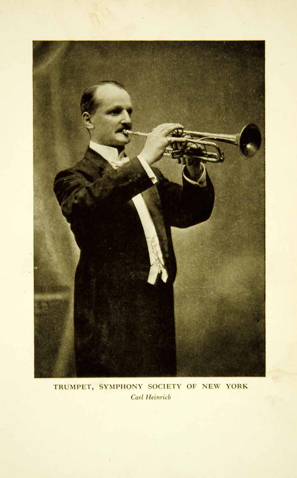 1917 Print Carl Heinrich Portrait Trumpet Music Instrument NY