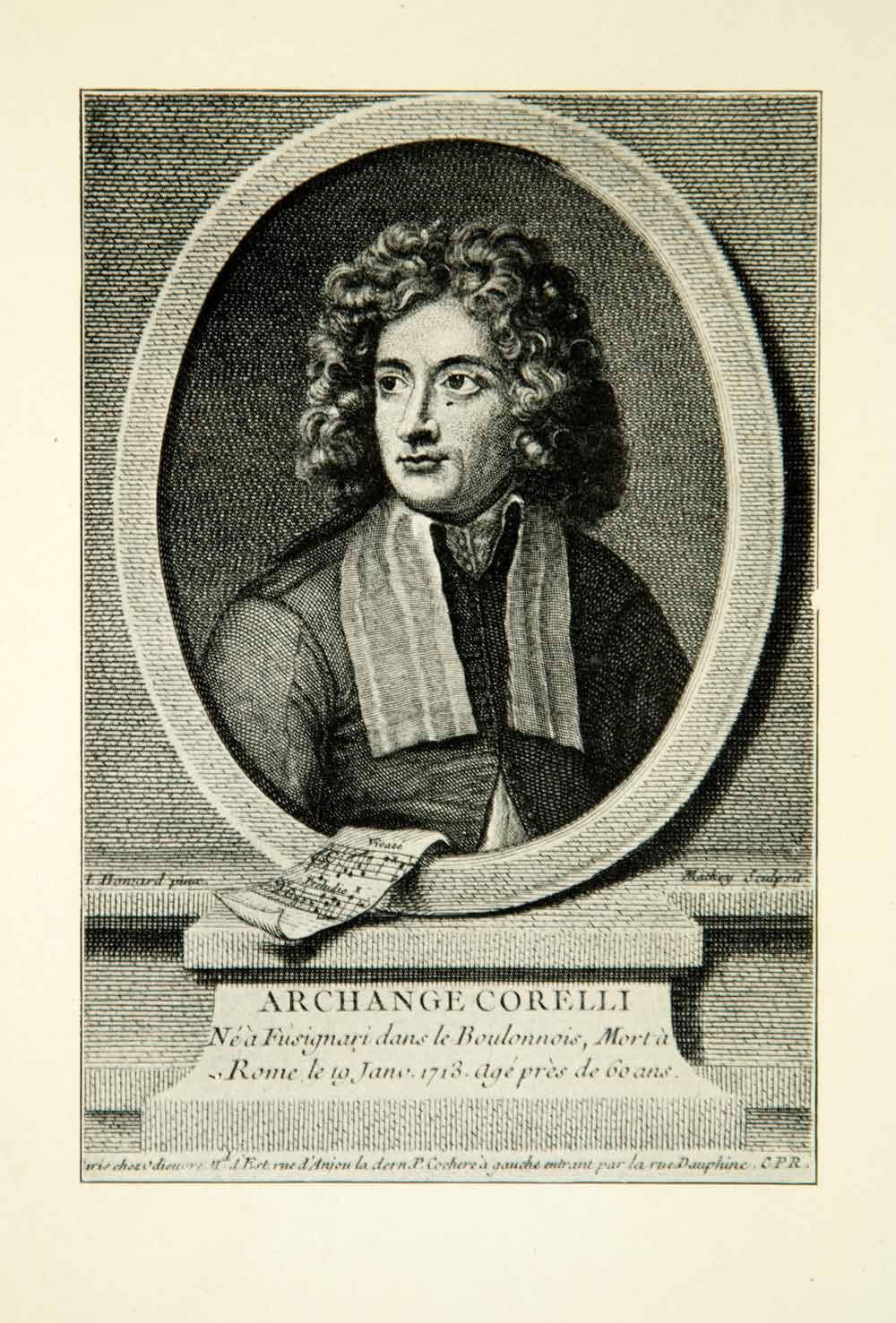 1925 Print Arcangelo Corelli Portrait Violinist Baroque Era Music Composer XMF8