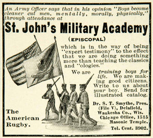 1911 Ad St Johns Military Academy Episcopal Boys Prep School Cadets Flag YAB1