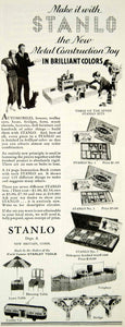 1933 Ad Stanlo Metal Construction Toy Building Set Stanley Tools New YAB2