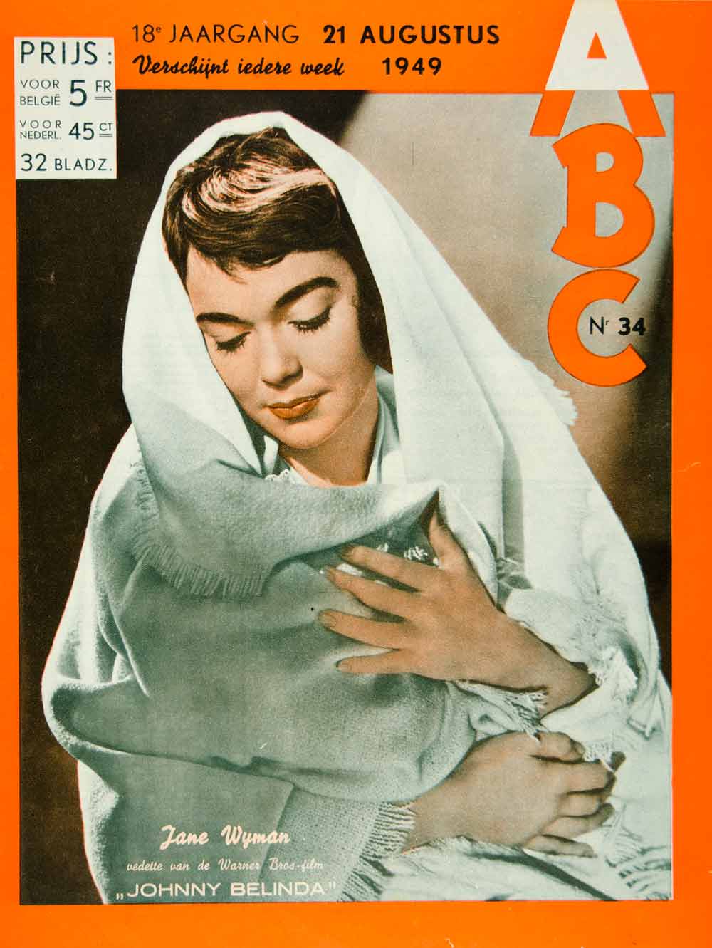 1949 Cover Dutch ABC August Jane Wyman Johnny Belinda Warner-Bros Actress YABC1