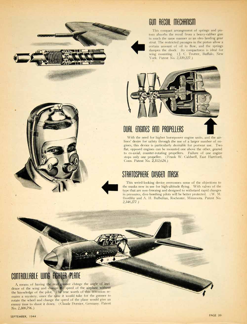 1944 Article J Eaton Gruettner Art WWII Airplane Military Aviation Aircraft YAT1