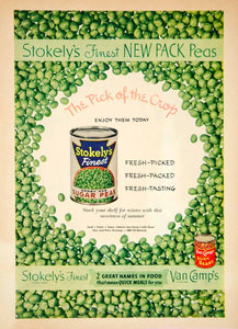 1951 Ad Stokely Sugar Peas Canned Vegetables Van Camp's Pork Beans Food YBL1