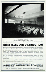 1939 Ad Anemostat Air Diffusers Newsreel Movie Theatre Rockefeller Center YBX1