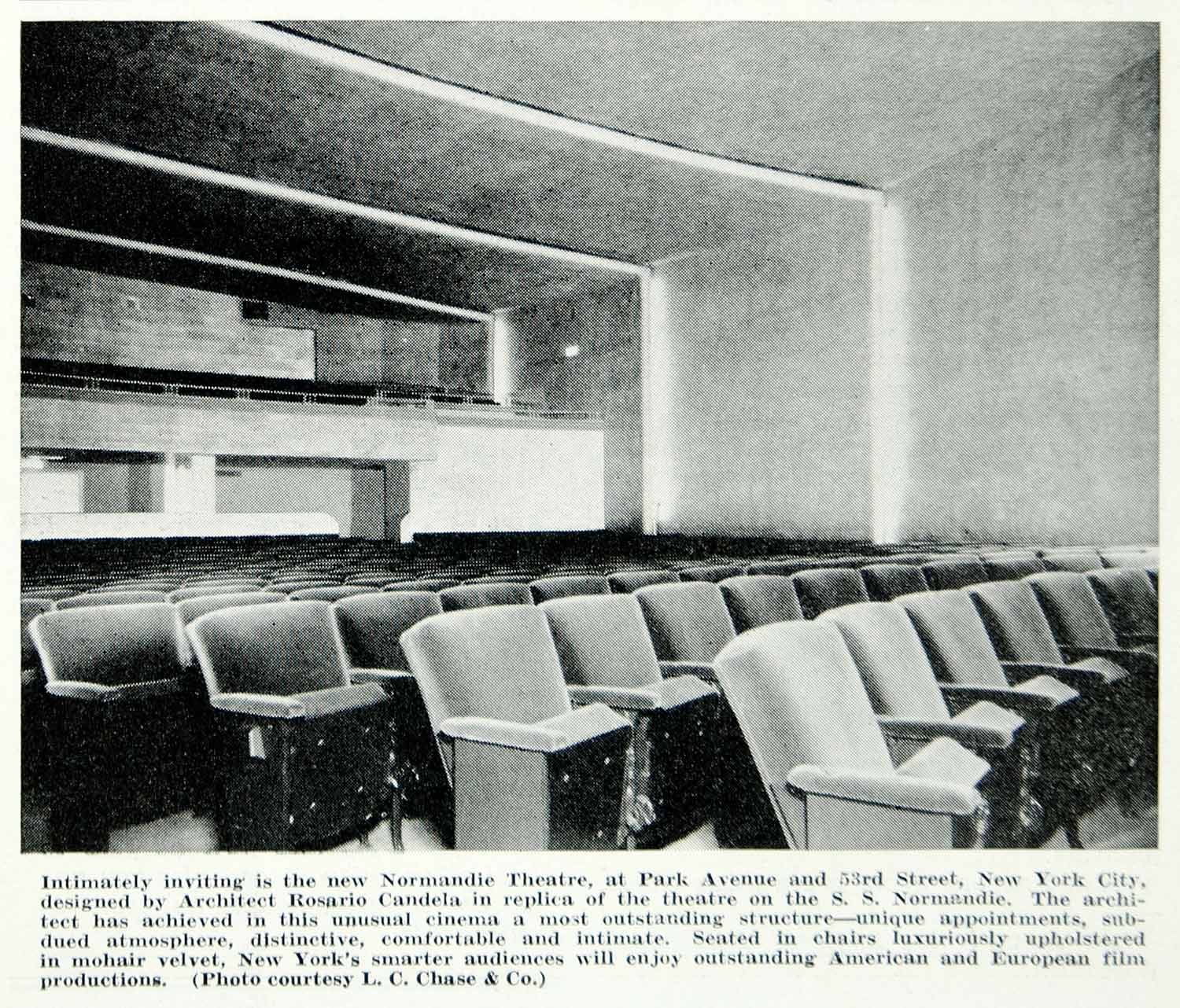 1939 Print Normandie Theatre NYC Seating Interior Rosario Candela Design YBX1