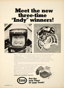 1967 Ad Esso Extra Racing Fuel Tiger Gas Tank Humble Oil Petrol AJ Foyt YCD5