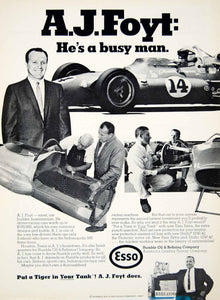 1967 Ad AJ Foyt Race Car Driver Esso Gasoline Indianapolis 500 Humble Oil YCD5