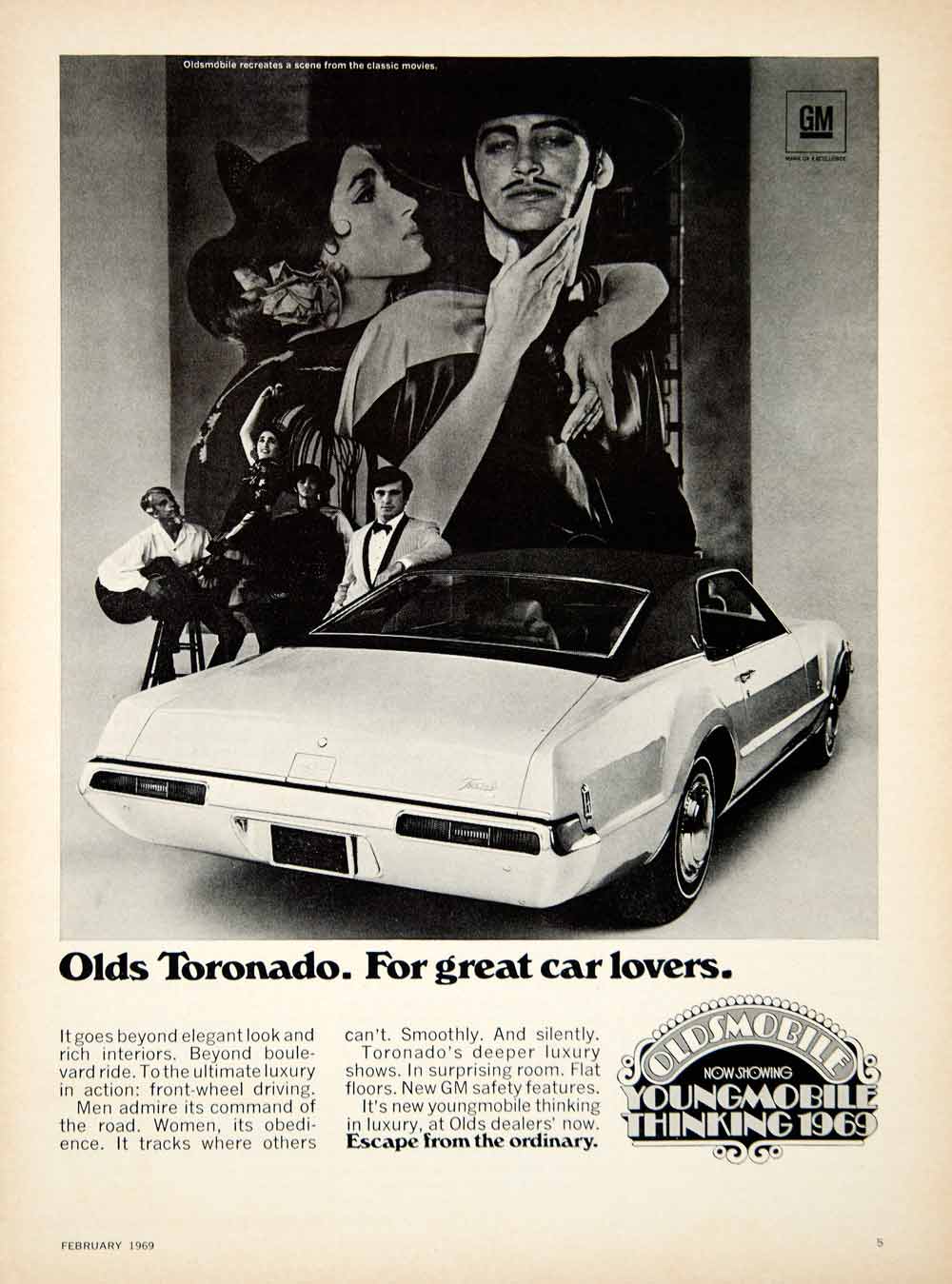 1969 Ad Oldsmobile GM Toronado 2Door Coupe Car Luxury Full Size Rocket V8 YCD7