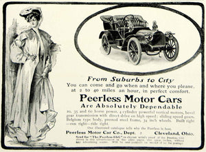 1903 Ad Peerless Girl Art Motor Car Automobile Brass Era Transportation YCL2