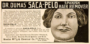 1898 Ad Doctor Dumas Saca-Pelo Spanish Hair Remover Health Beauty Portrait YDL1