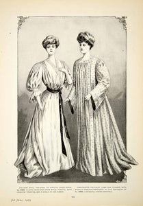 1905 Print Delineator Edwardian Women Fashion Art Style Tea Gown Kimono YDL2