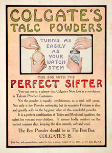 1906 Ad Colgate Talcum Powder Bath Hygiene Beauty 55 John St New York YDL3