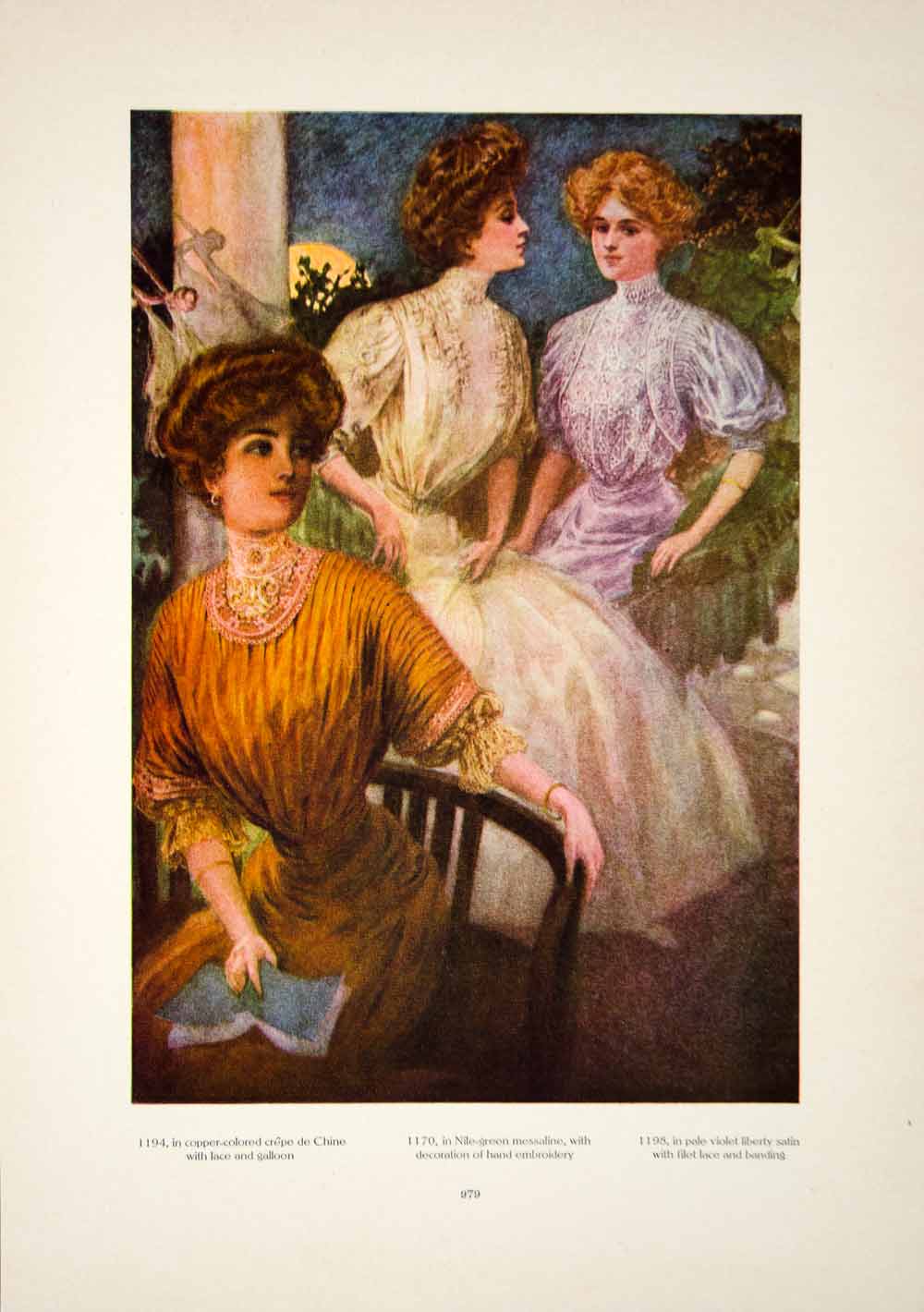 1907 Color Print Fashion Costume Clothing Edwardian Model Pose Purple –  Period Paper Historic Art LLC