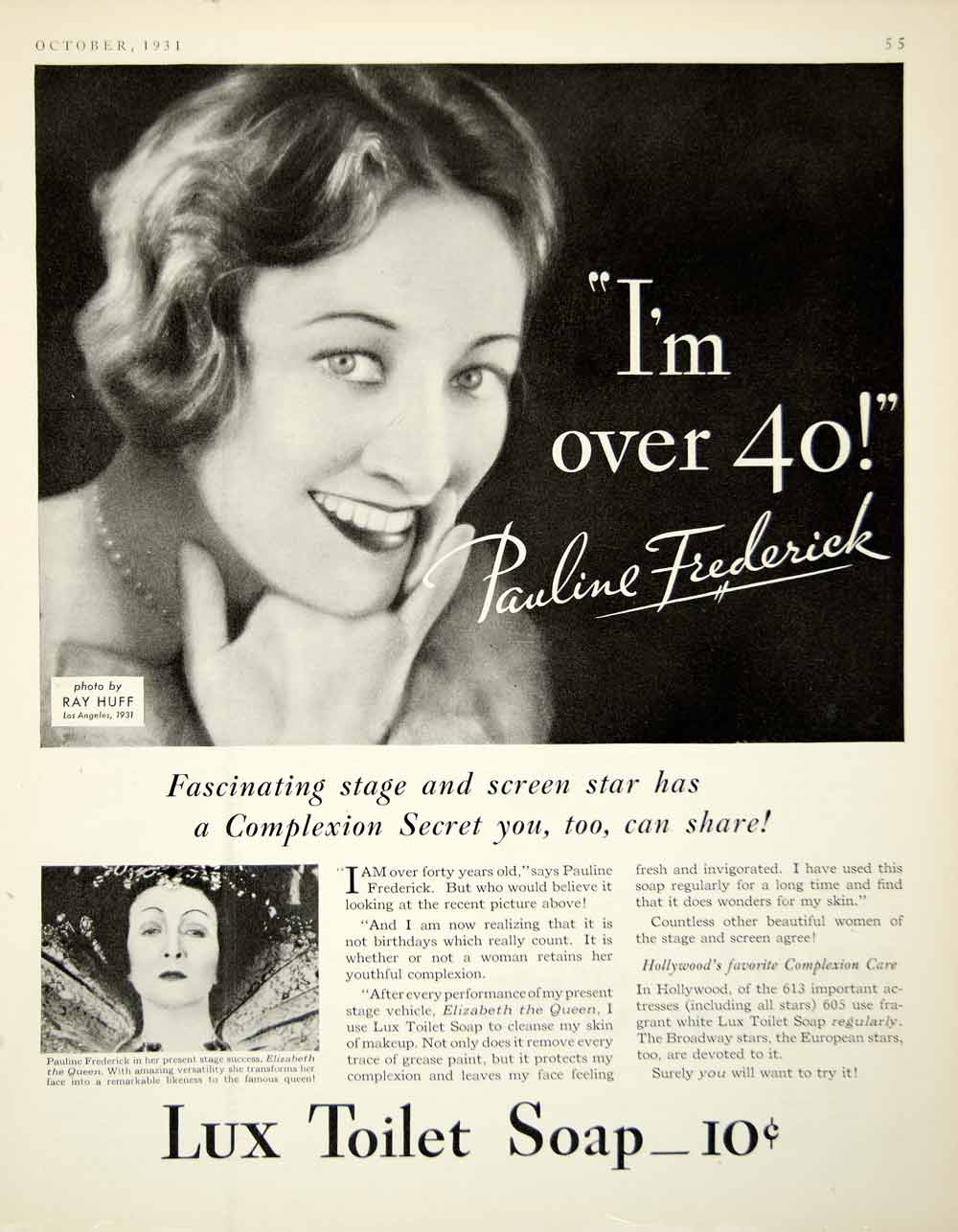 1931 Ad Lux Toilet Soap Pauline Frederick Complexion Skin Health Beauty YDL6