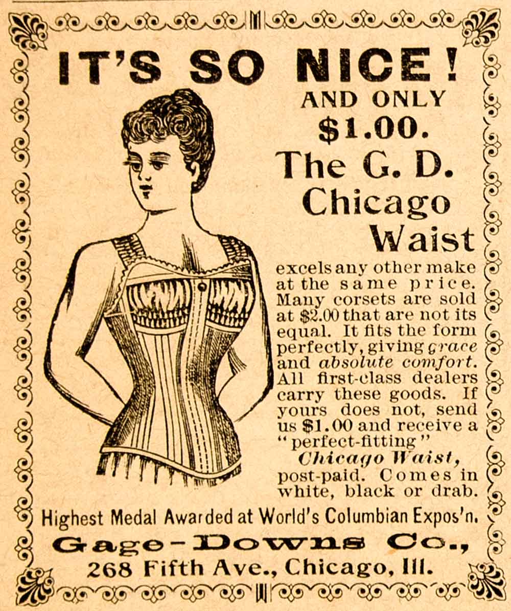 1894 Ad Gage Down Company Chicago Waist Corset Victorian Woman World F