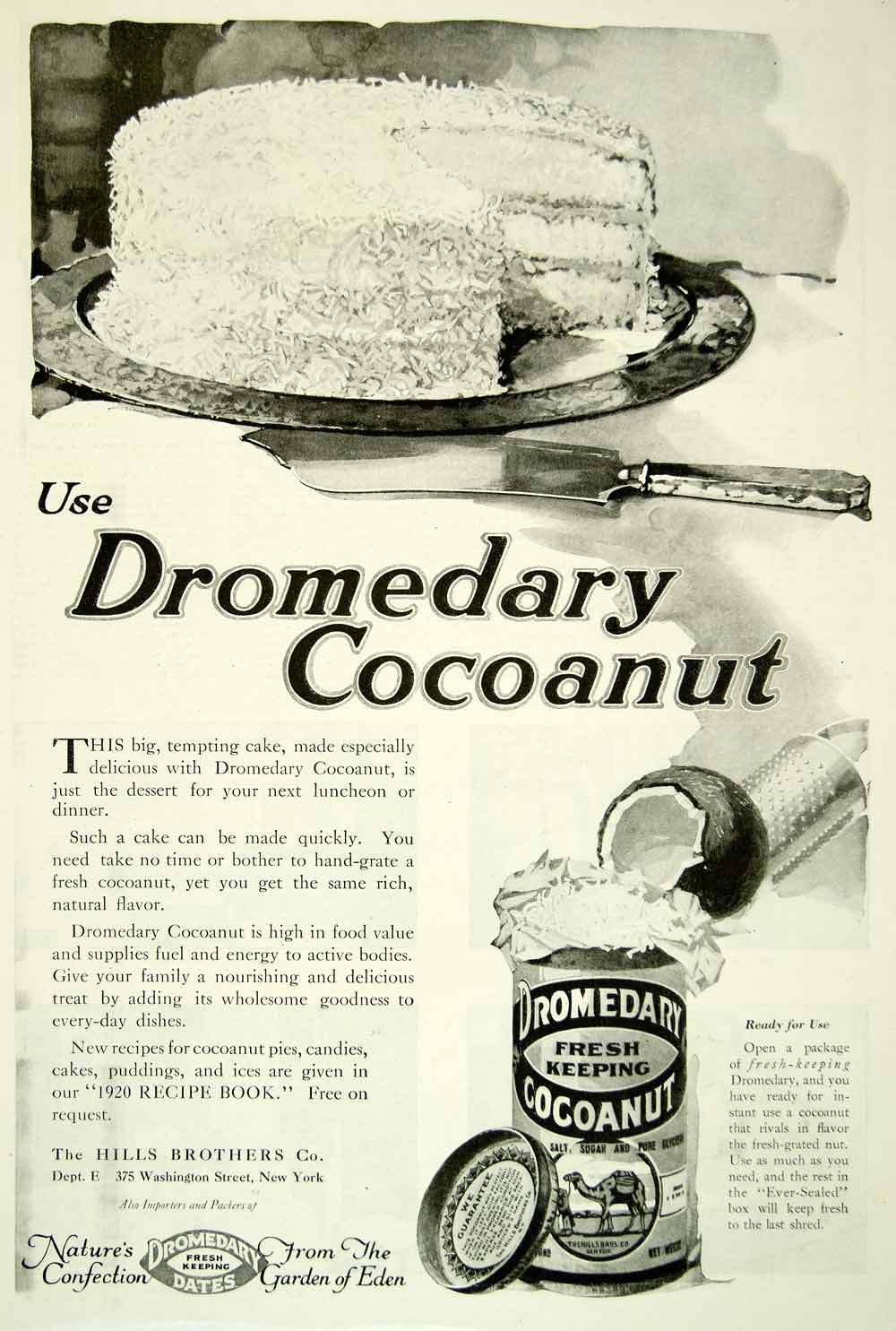 1920 Ad Dromedary Cocoanut Coconut Shavings Hills Brothers 375 Washing –  Period Paper Historic Art LLC