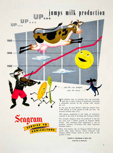 1953 Ad Seagram Cow Jumps over Moon Cat Fiddle Grain Agricultual Milk Spoon YFQ1