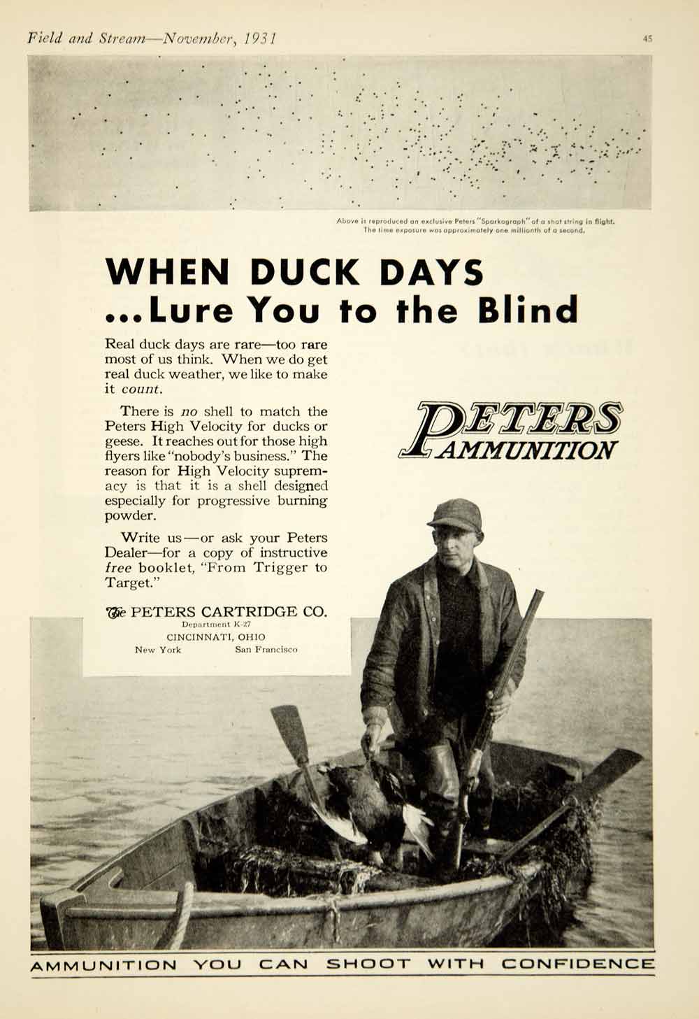 1931 Ad Peters Ammunition Shotgun Duck Hunting Sporting Goods Outdoors YFS2