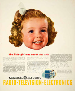 1943 Ad General Electric GE Child Television Electronics Electron YFT2