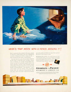 1951 Ad Georgia Pacific Plywood Lumber Philco Television TV Children Art YFT7