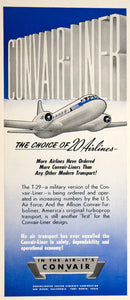 1951 Ad Consolidated Vultee Aircraft Convair T-29 C-131 Samaritan Airplane YFT7