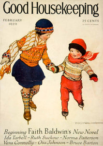 1929 Cover Good Housekeeping Jessie Willcox Smith Art Children Ice Skating YGH1