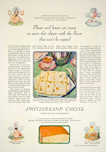 1929 Ad Switzerland Swiss Cheese Dairy Food Art Deco Kitchen Cooking Home YGH1
