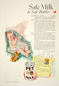 1929 Ad Pet Unsweetened Evaporated Milk Babies Infant Bottle Drink Dairy YGH2