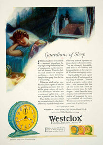 1929 Ad Westclox Alarms Pocket Watches Auto Clocks Time Sleep Bedroom Night YGH3