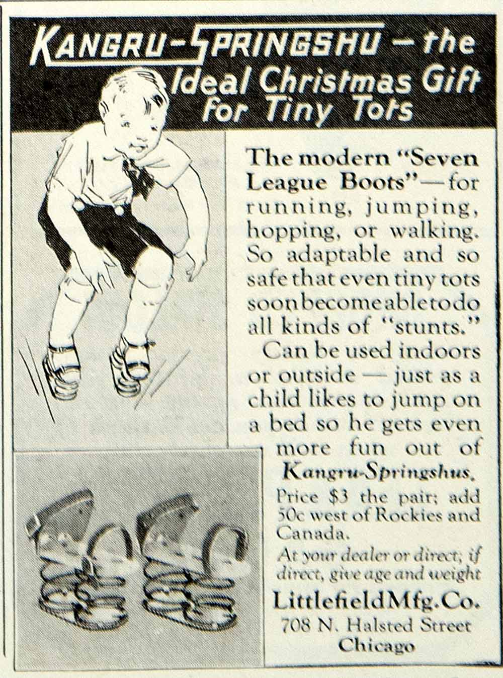1929 Ad Kangru-Springshu Spring Shoes Littlefield Manufacturing Children YGH3