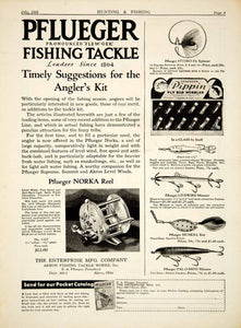 1931 Ad Pflueger Fishing Tackle Norka Reel Minnow Lure Bait Tackle YHF1