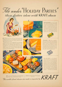 1937 Ad American Philadelphia Cream Kraft Cheese Holiday Party Spread Host YHM3