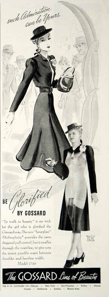 1937 Ad Vintage Gossard Lingerie Bra Girdle Corset Goss-Amour