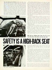 1969 Article Car Seat Belts Head Restraint Motor Vehicle Safety Act 1966 YHR3