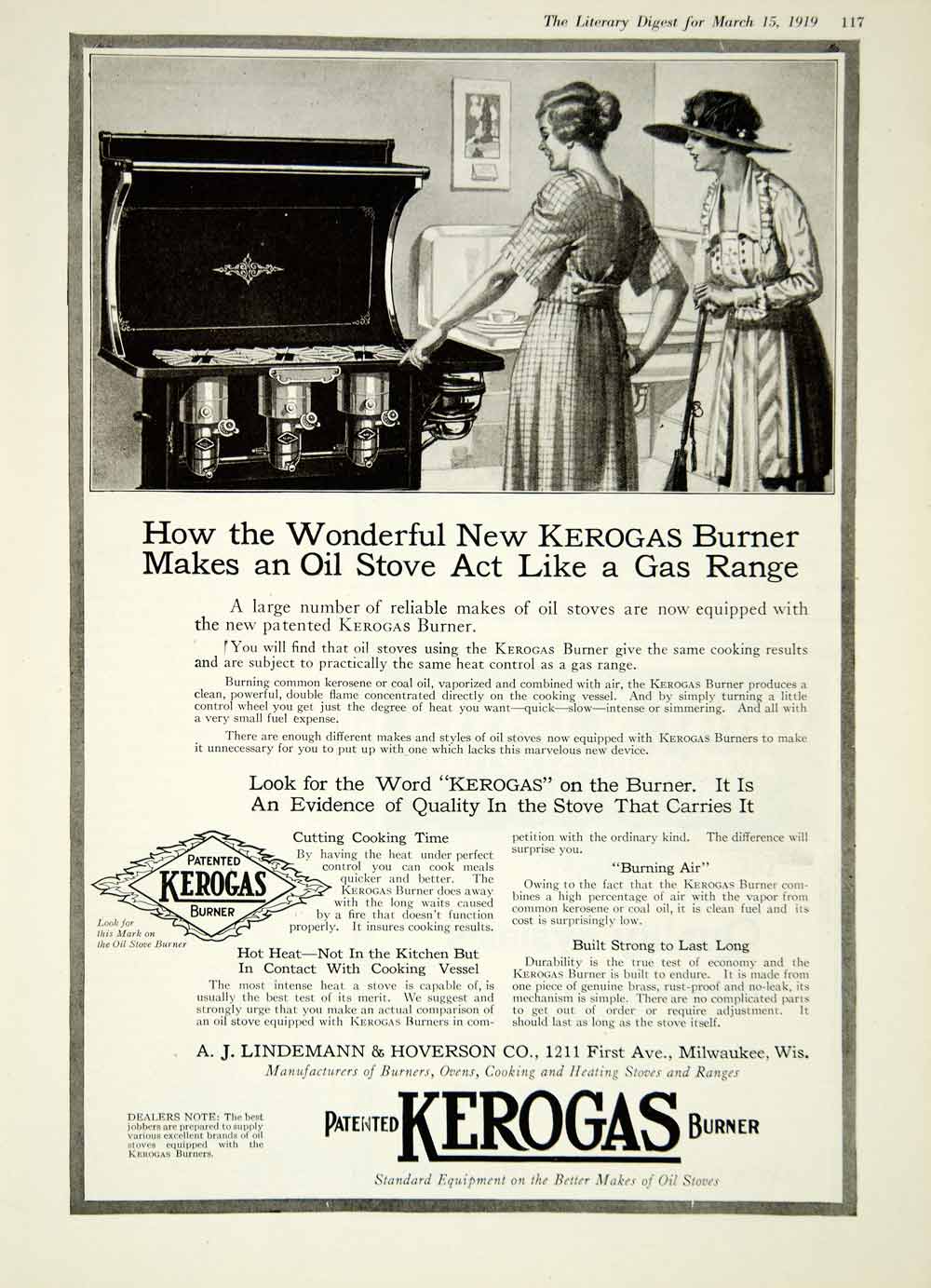 1919 Ad Kerogas Burner AJ Lindemann Hoverson 1211 First Ave Milwaukee WI YLD2