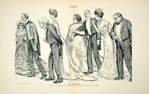 1902 Print Charles Dana Gibson Art Edwardian Dinner Party Funny Formal YLF1