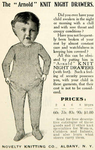 1904 Ad Novelty Knitting Arnold Night Drawers Footie Pajamas Baby Child YLF3